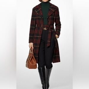 Le Château Black & Red Plaid Lined Coat Size XXL Large Black Lining